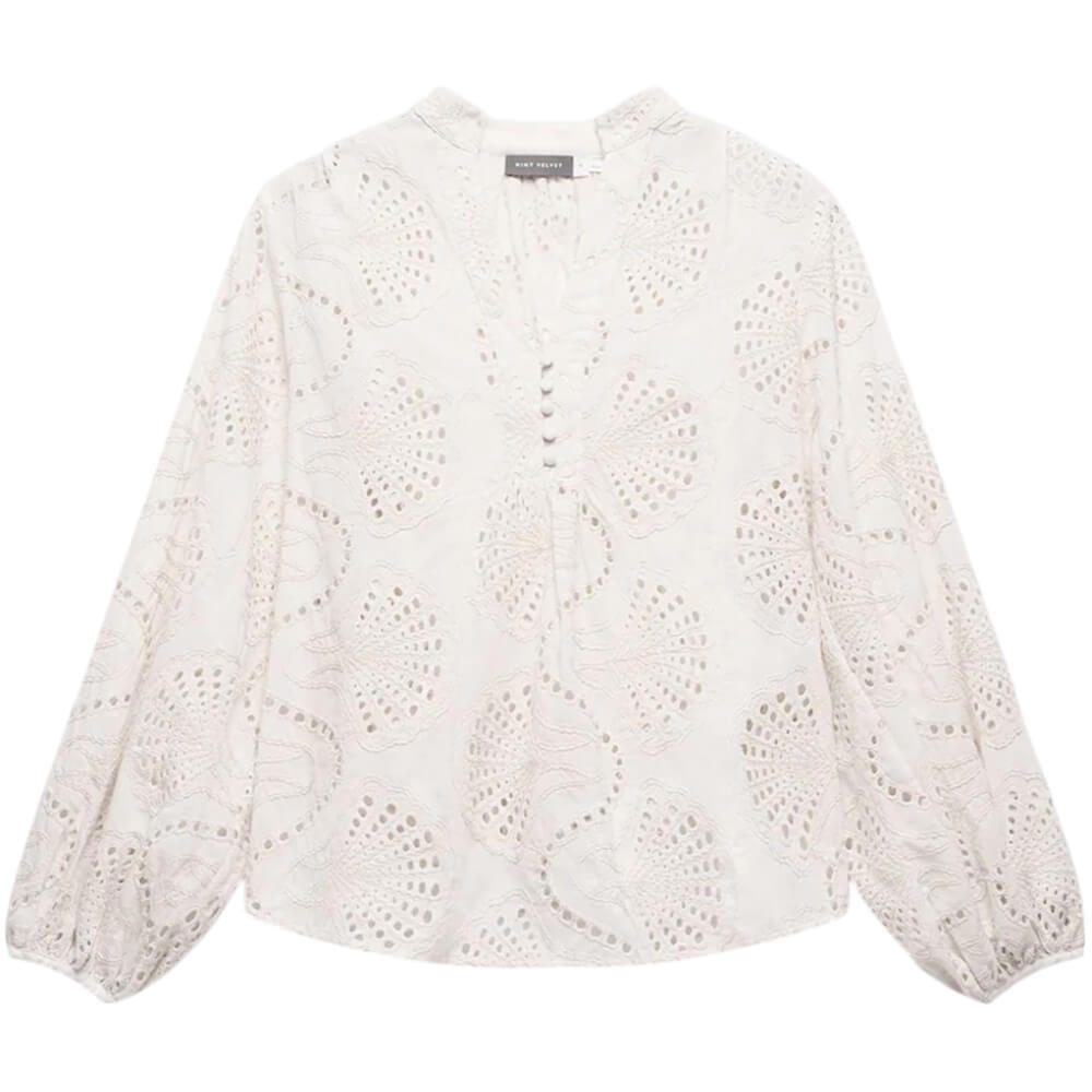 Mint Velvet Cream Broderie Cotton Blouse